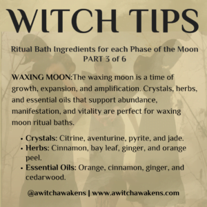 3 Suggested ingredients for a Waxing Moon Bath Ritual